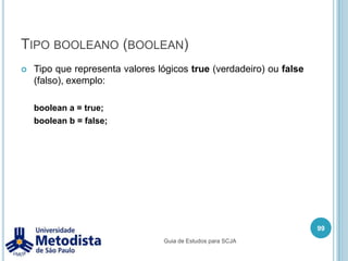 Lista de Tipos Primitivos85Guia de Estudos para SCJA