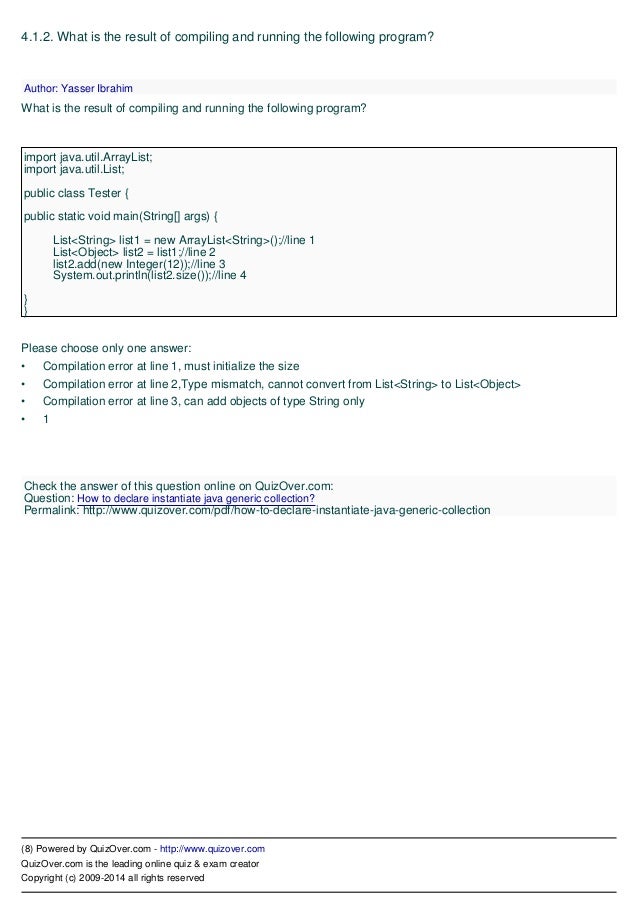 Scjp Ocjp Java Generics Mock Exam Questions Scjp Ocjp Java Generics Mock Exam Questions