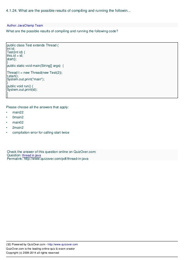 SCJP/OCJP Java Thread Mock Exam Questions