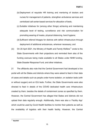 PART C
15
(b) Deployment of requisite HR training and mentoring of doctors and
nurses for management of patients, strength...