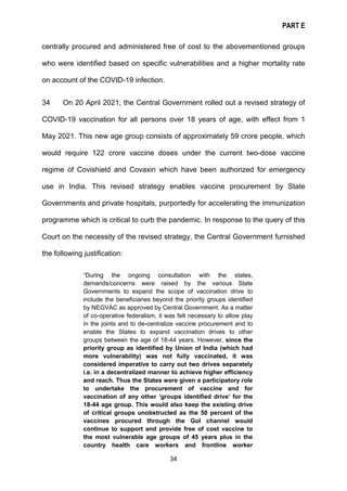 PART E
34
centrally procured and administered free of cost to the abovementioned groups
who were identified based on speci...