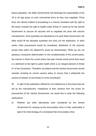 PART E
40
above population, the State Governments will discharge the responsibility of the
18 to 44 age group on such comm...
