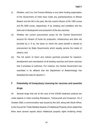 PART F
42
(i) Whether, and if so, the Finance Ministry or any other funding organization
of the Government of India have m...