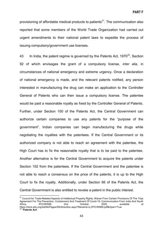 PART F
43
provisioning of affordable medical products to patients21
. The communication also
reported that some members of...