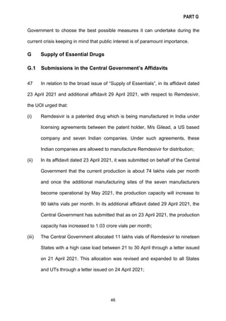 PART G
46
Government to choose the best possible measures it can undertake during the
current crisis keeping in mind that ...