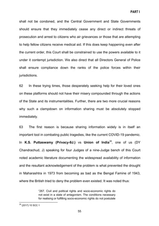 PART I
55
shall not be condoned, and the Central Government and State Governments
should ensure that they immediately ceas...