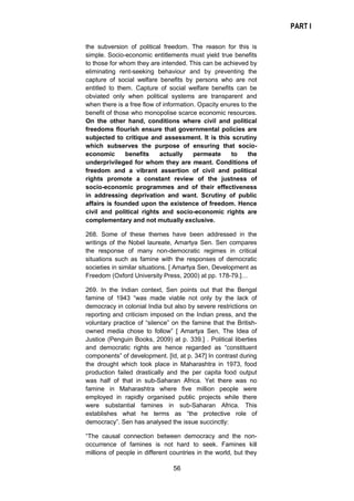 PART I
56
the subversion of political freedom. The reason for this is
simple. Socio-economic entitlements must yield true ...