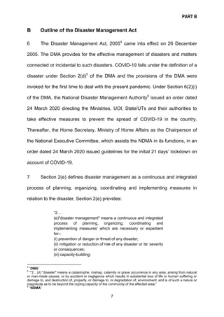 PART B
7
B Outline of the Disaster Management Act
6 The Disaster Management Act, 20054
came into effect on 26 December
200...