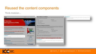 Reused the content components
Think modular…
@mark_f @digistrategist • #intelcontent
 