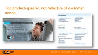 Too product-specific, not reflective of customer
needs
@mark_f @digistrategist • #intelcontent
 
