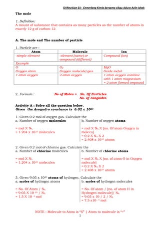 Sck   01 mol - particle mass volume - answer