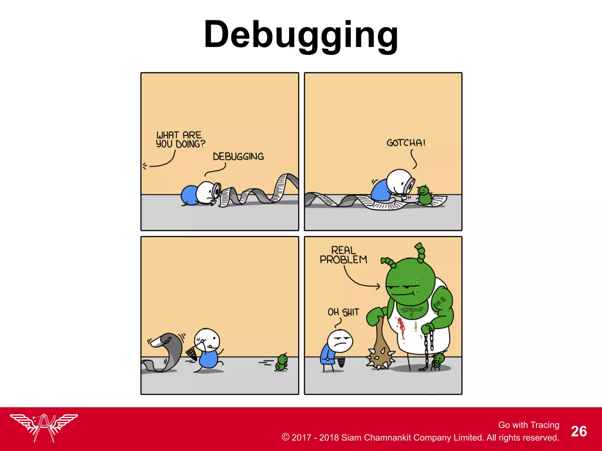 Go with Tracing
© 2017 - 2018 Siam Chamnankit Company Limited. All rights reserved. !26
Debugging
 