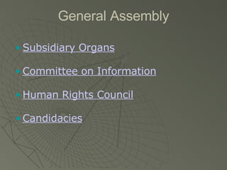 General Assembly Subsidiary Organs Committee on Information Human Rights Council Candidacies 