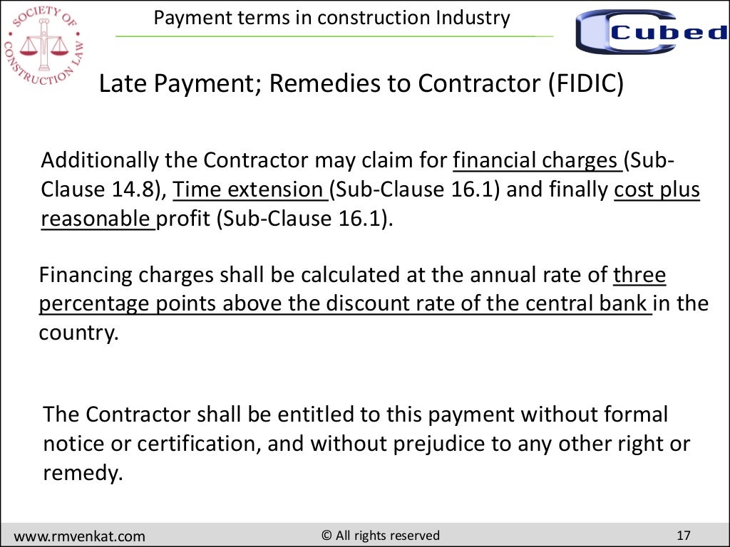 Payment terms in construction industry