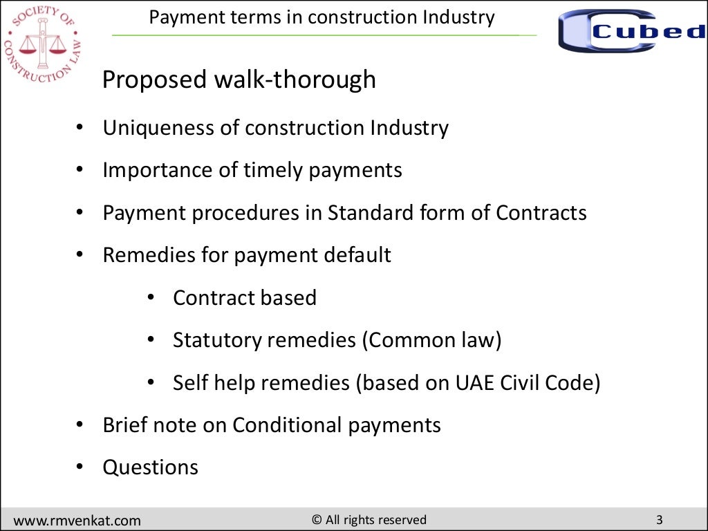 Payment terms in construction industry