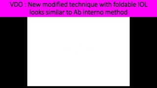 VDO : New modified technique with foldable IOL
looks similar to Ab interno method
 
