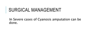 SURGICAL MANAGEMENT
In Severe cases of Cyanosis amputation can be
done.
 