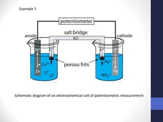 Example 1




Schematic diagram of an electrochemical cell of potentiometric measurement
 