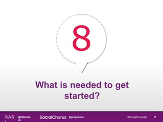 @lizbbullo
ck
@gregshoveSAS 24#SocialChorusU
8
What is needed to get
started?
 