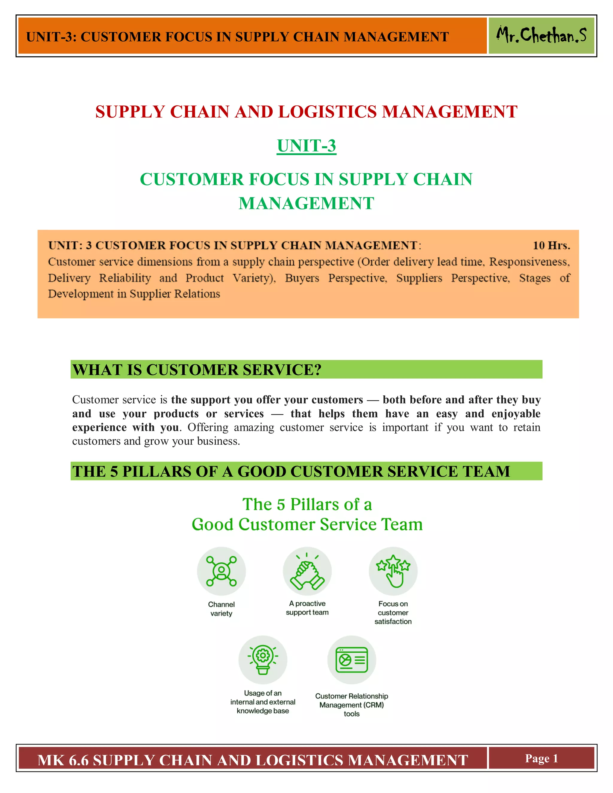 CUSTOMER FOCUS IN SUPPLY CHAIN MANAGEMENT | PDF
