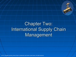 International Logistics: The Management of International Trade Operations




                              Chapter Two:
                       International Supply Chain
                              Management



© 2011 Cengage Learning. Atomic Dog is a trademark used herein under license. All rights reserved.
 
