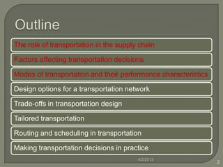 Transportation in a supply chain management | PPTX