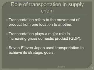 Transportation in a supply chain management | PPTX