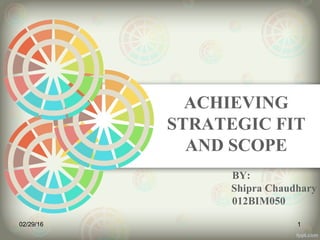 ACHIEVING
STRATEGIC FIT
AND SCOPE
BY:
Shipra Chaudhary
012BIM050
02/29/16 1
 
