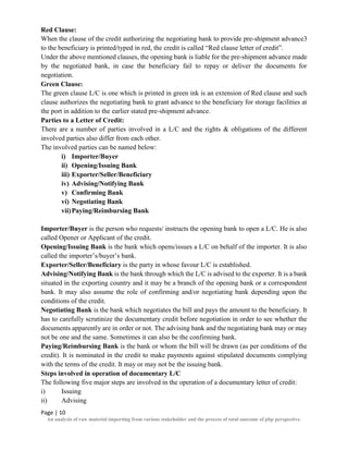 An analysis of raw material importing from various stakeholder and the ...