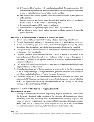 An analysis of raw material importing from various stakeholder and the ...