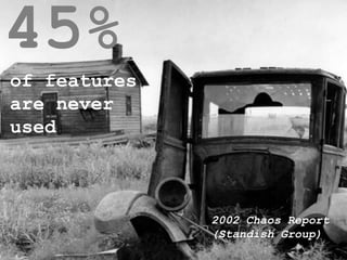 45%offeatures are neverused2002 Chaos Report(Standish Group)