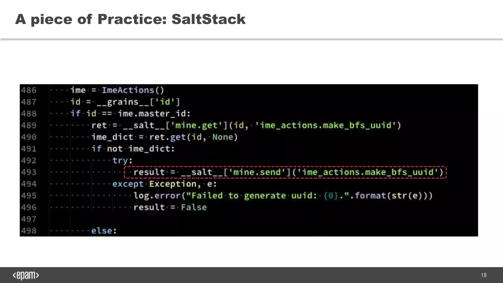 18
A piece of Practice: SaltStack
 