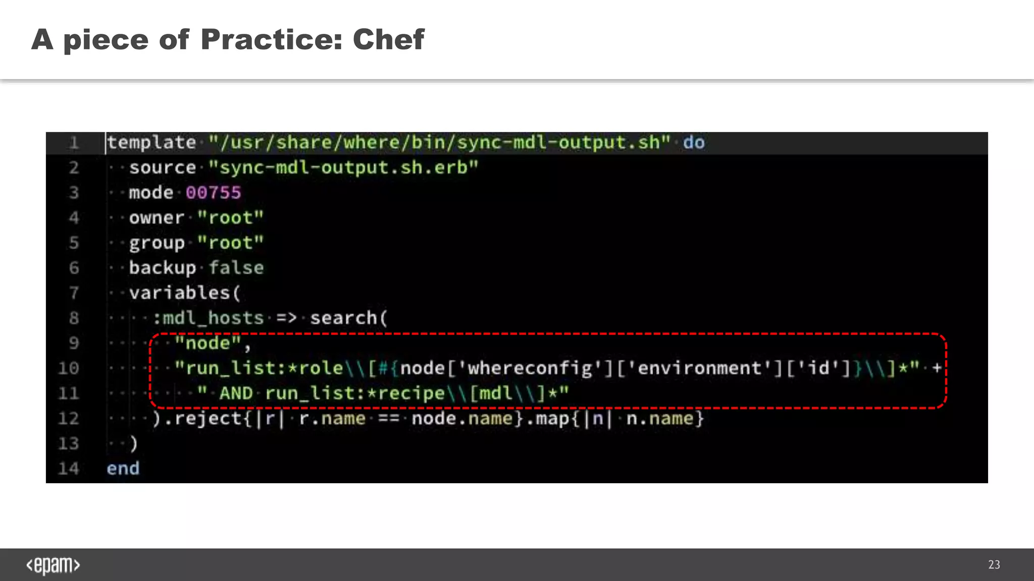23
A piece of Practice: Chef
 