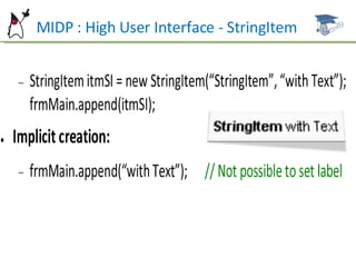 MIDP : High User Interface - StringItem 