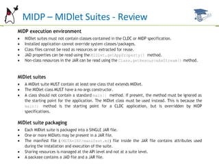 MIDP – MIDlet Suites - Review 