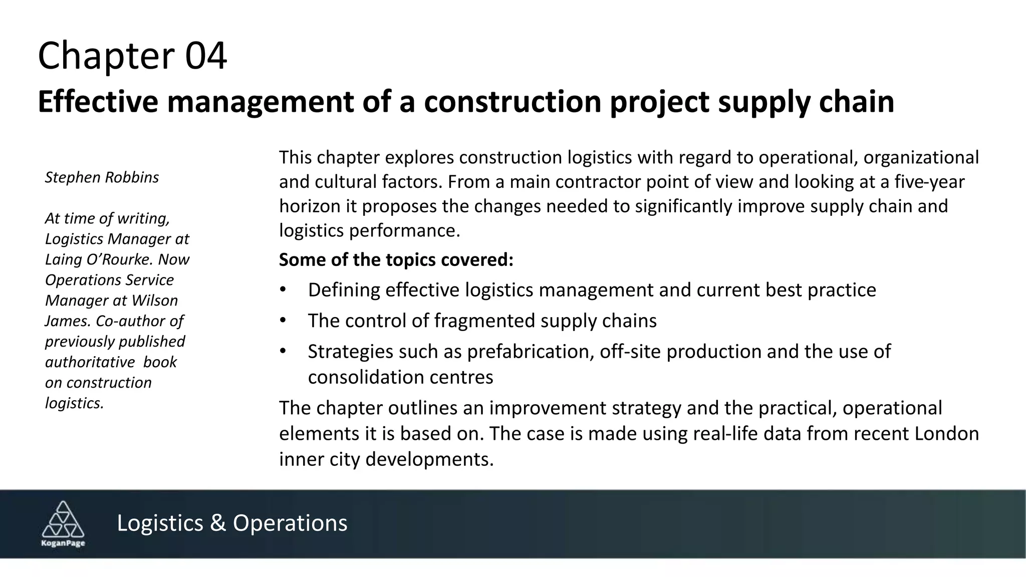 Supply Chain Management and Logistics in Construction | PPTX
