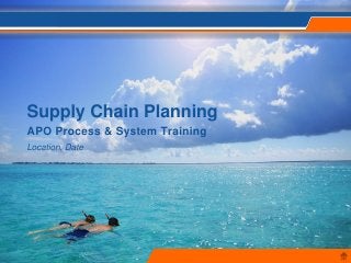 Supply Chain Planning
APO Process & System Training
Location, Date
 