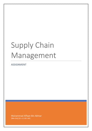 Muhammad Affaan Bin Akhtar
[BBA-5(A)] [01-111182-185]
Supply Chain
Management
ASSIGNMENT
 