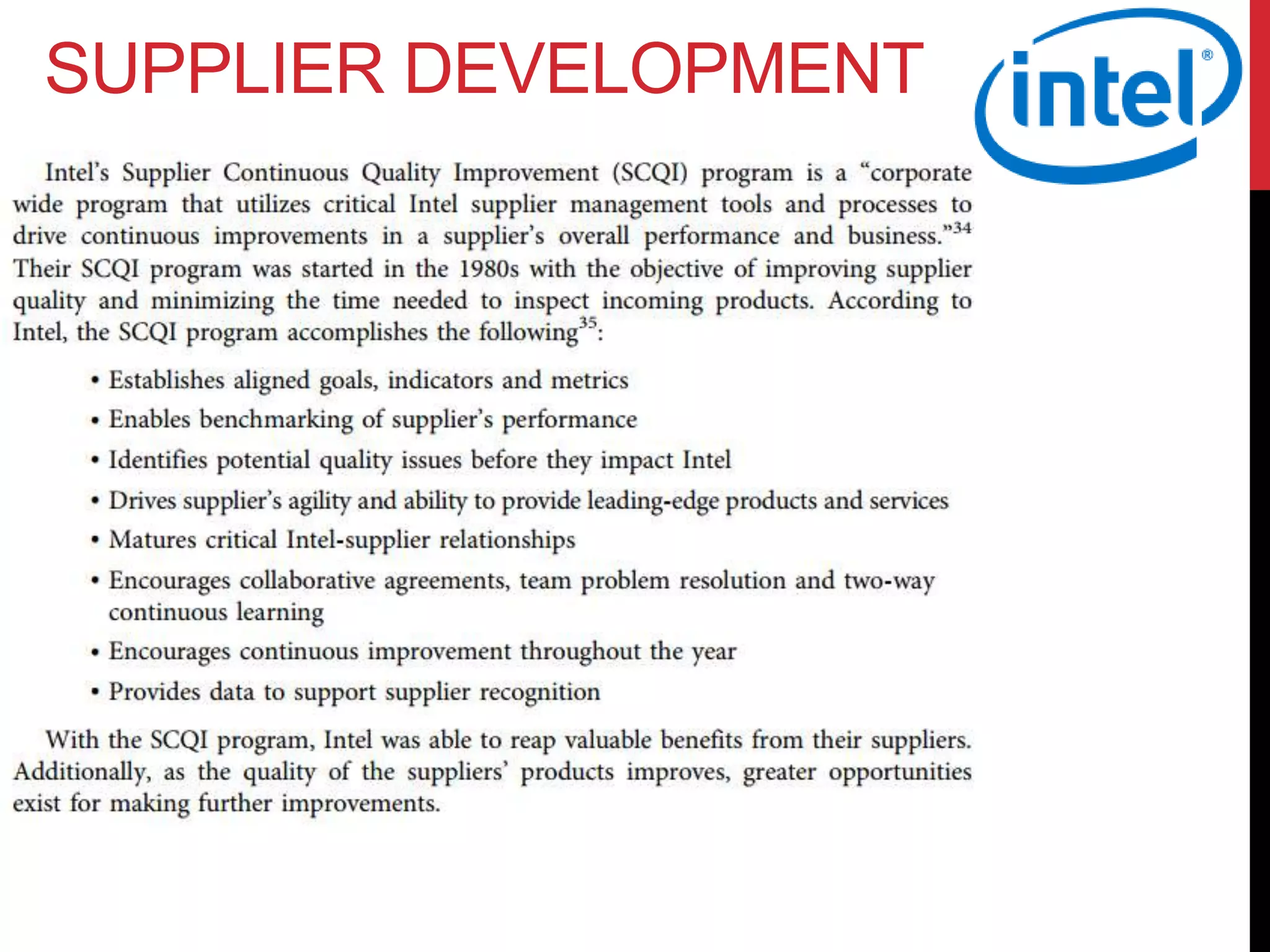 SUPPLIER DEVELOPMENT
 