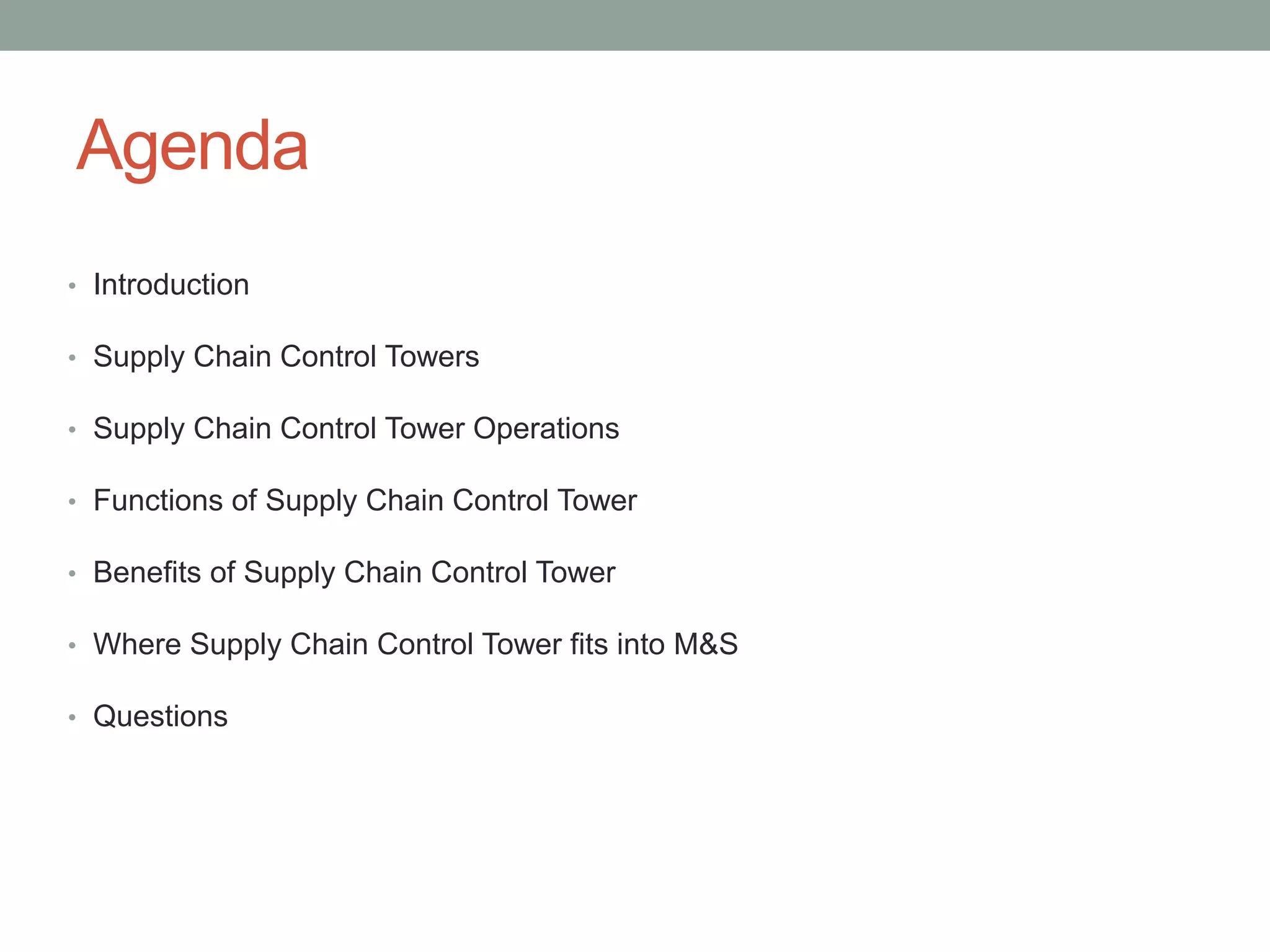 Supply Chain Control Tower | PDF
