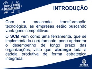 SUMÁRIO
• Introdução
• Vídeo
• Conceitos
• Histórico
• Objetivos
• Vantagens
• Desvantagens
• Principais Fornecedores
• Resultados
• Aplicações da T.I
• Tendências
• Vídeo
• Referências
 