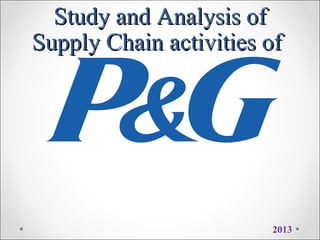 Study and Analysis ofStudy and Analysis of
Supply Chain activities ofSupply Chain activities of
2013
 
