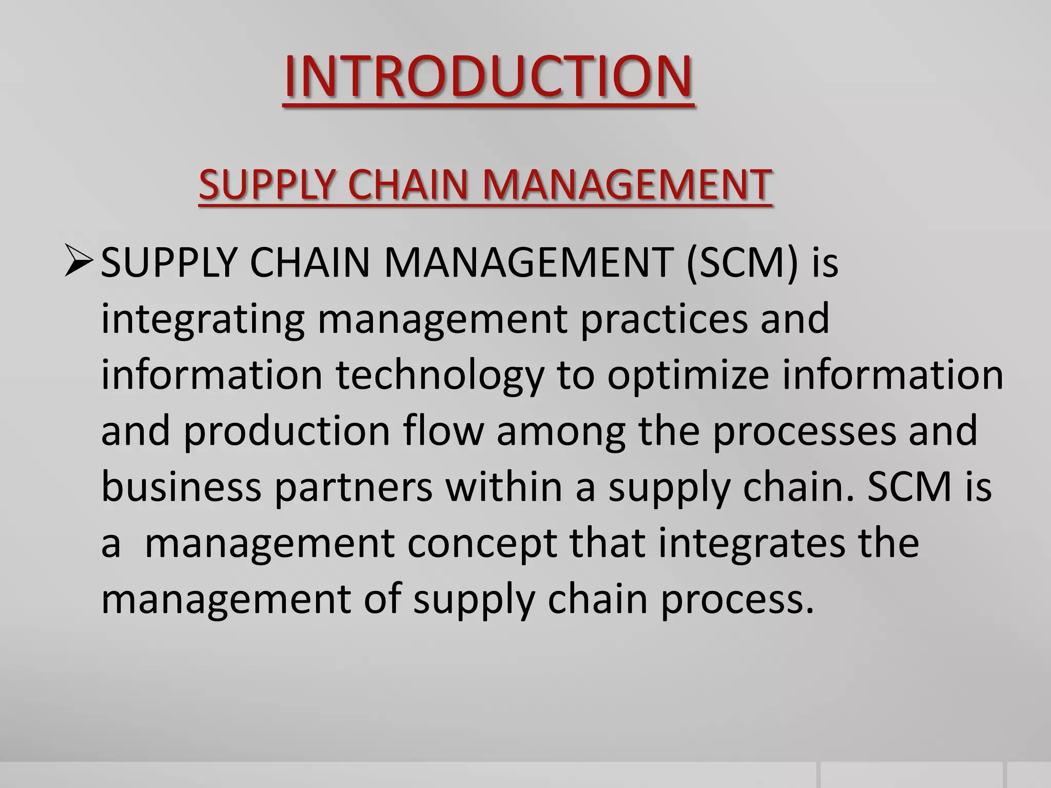 Supply Chain Introduction Slide A presentation on Supply Chain Management | PPTX