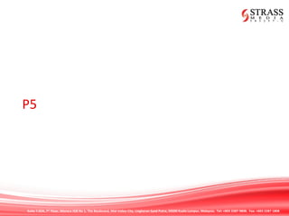 Suite 7.02A, 7th
Floor, Menara IGB No 1, The Boulevard, Mid Valley City, Lingkaran Syed Putra, 59200 Kuala Lumpur, Malaysia. Tel: +603 2287 9808. Fax: +603 2287 1808
P5
 