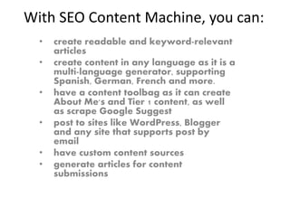 SEO Content Machine - SCM | PPTX