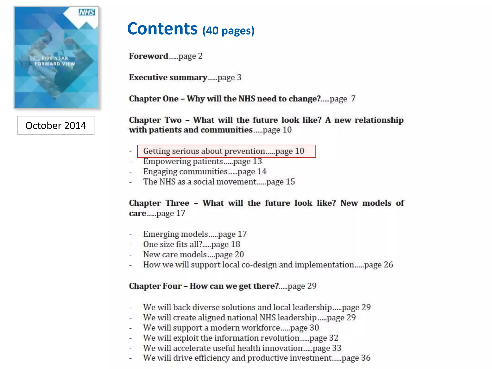 Contents (40 pages)
October 2014
 