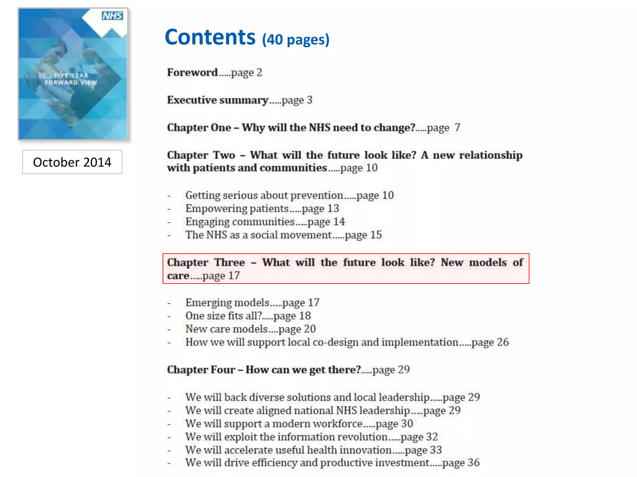 Contents (40 pages)
October 2014
 