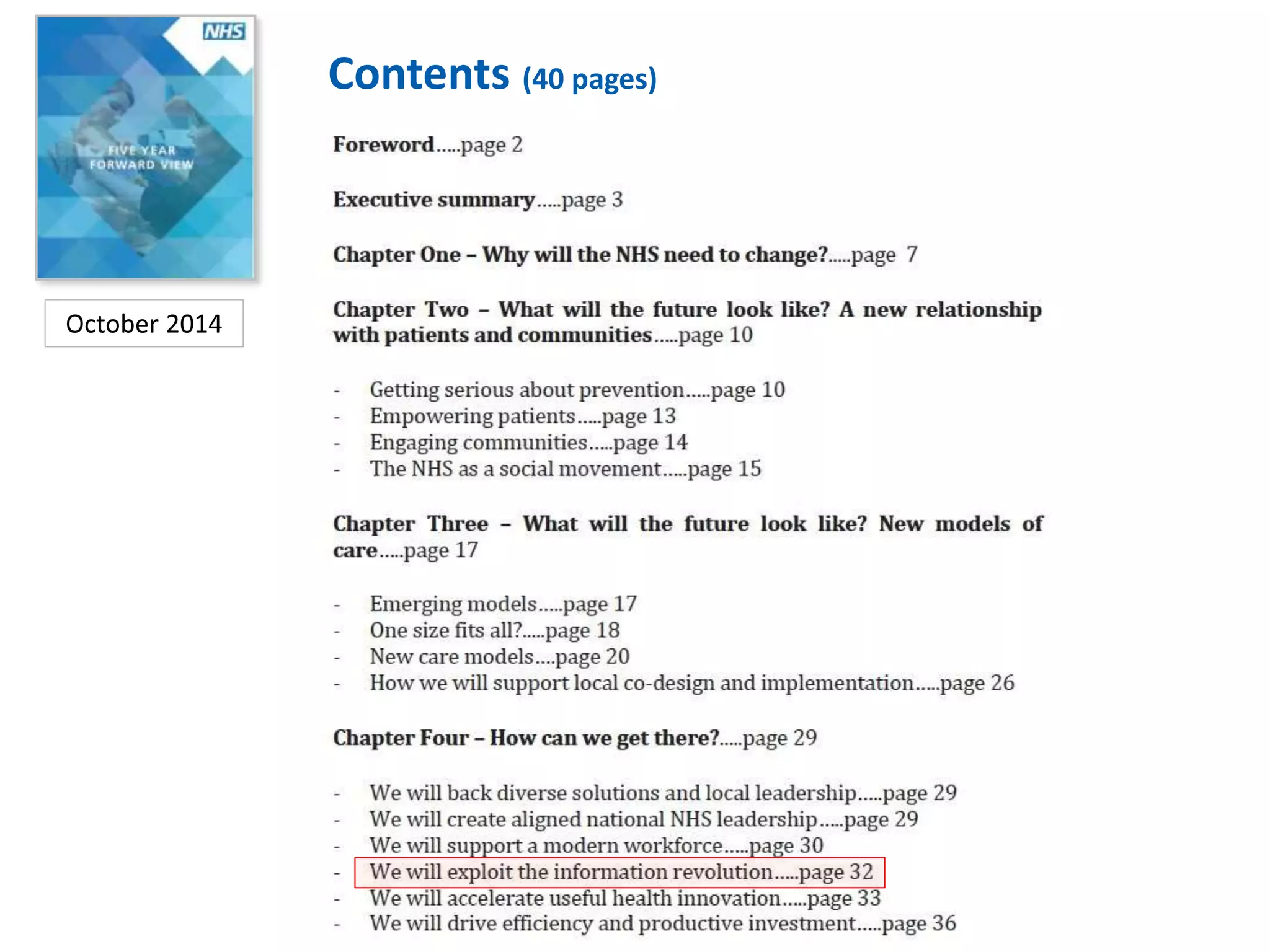Contents (40 pages)
October 2014
 