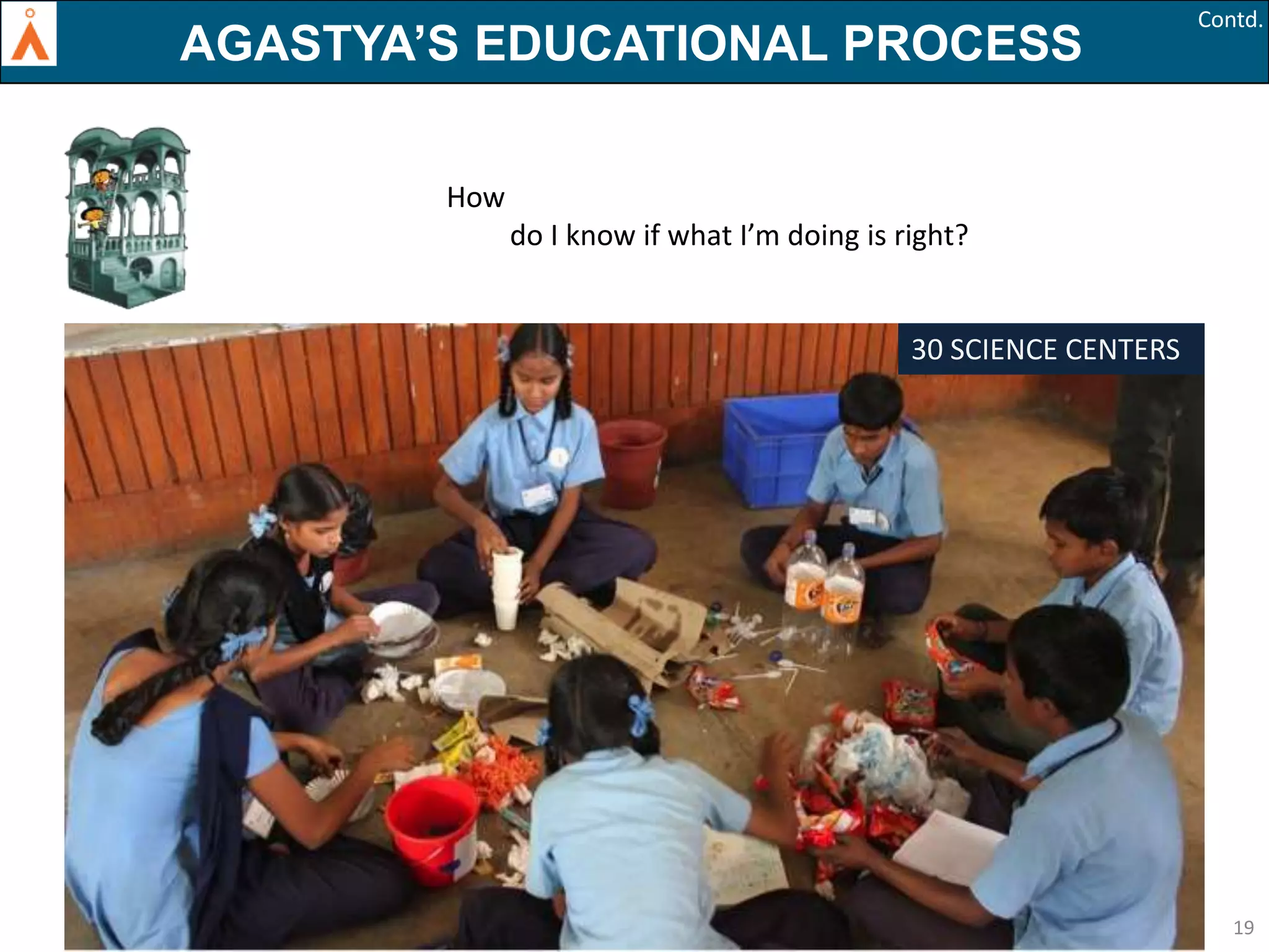AGASTYA’S EDUCATIONAL PROCESS

Contd.

How
do I know if what I’m doing is right?

30 SCIENCE CENTERS

19

 