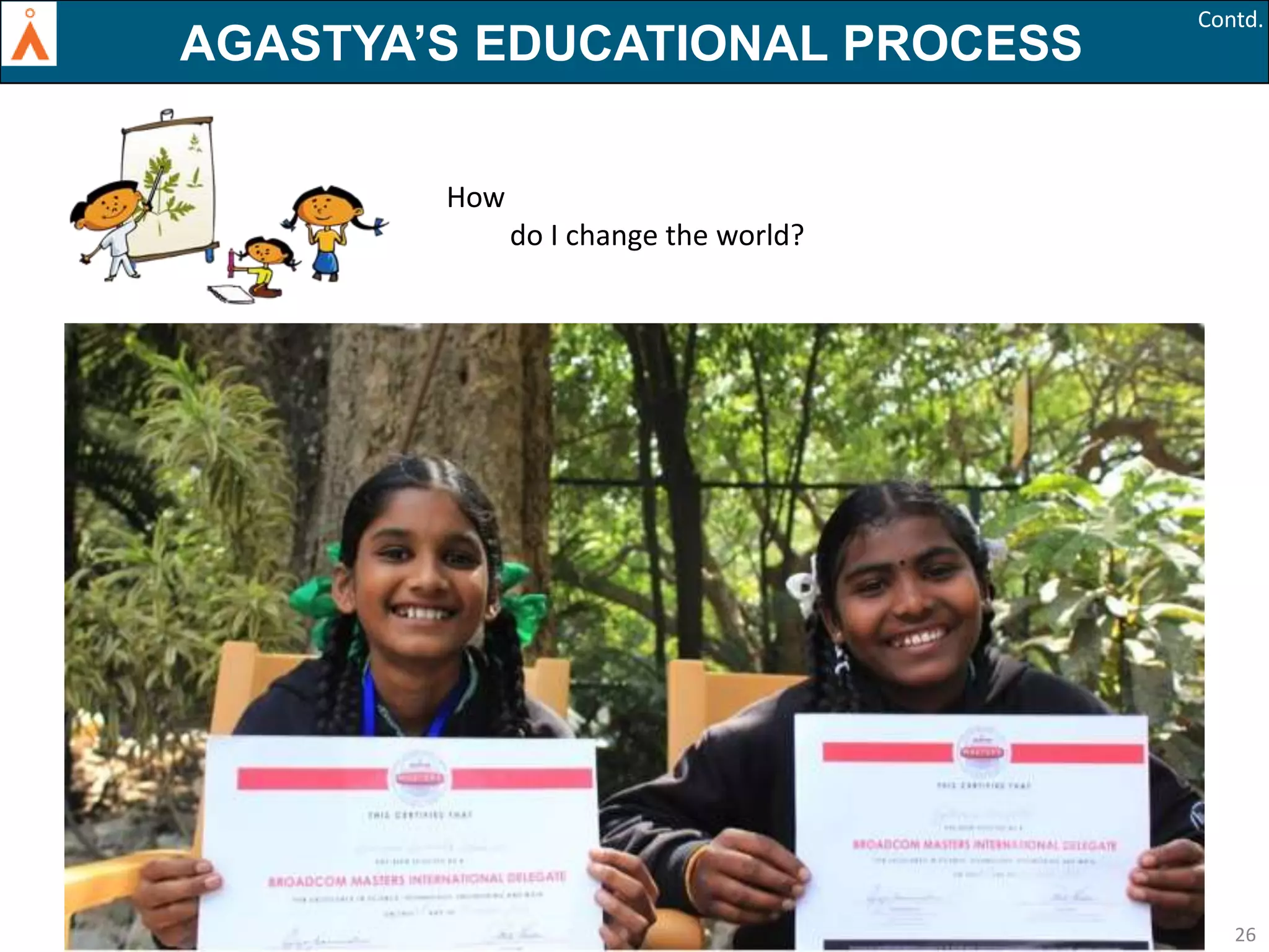 AGASTYA’S EDUCATIONAL PROCESS

Contd.

How
do I change the world?

26

 